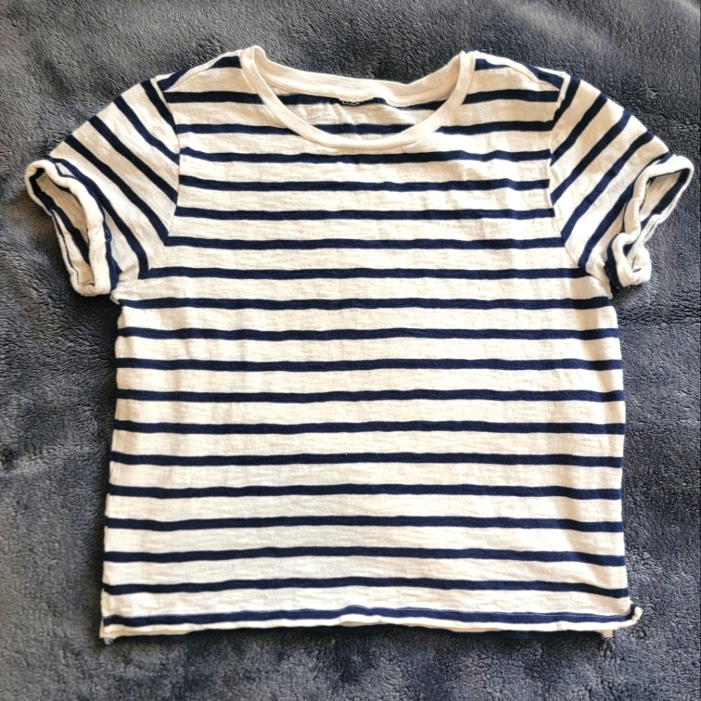 Levi's Blue and White Striped Short Sleeve Tee Women's Small